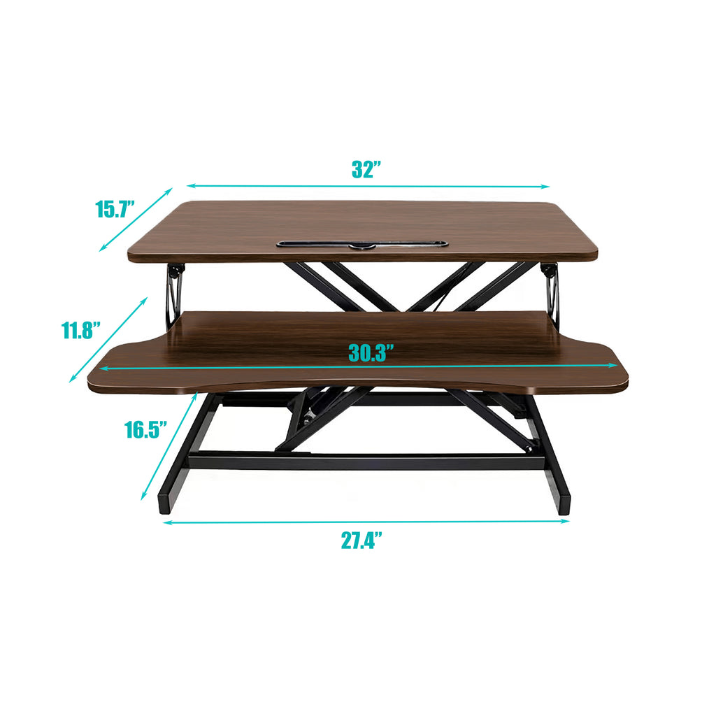 PostureLab™ Elevate32 Sit‑to‑Stand Desk Converter — Dual‑Monitor Riser with Wide Keyboard Tray