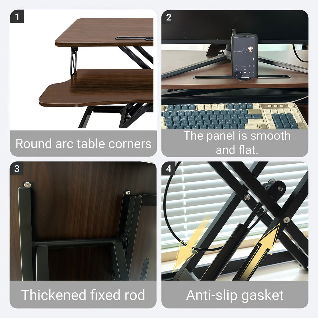 PostureLab™ Elevate32 Sit‑to‑Stand Desk Converter — Dual‑Monitor Riser with Wide Keyboard Tray