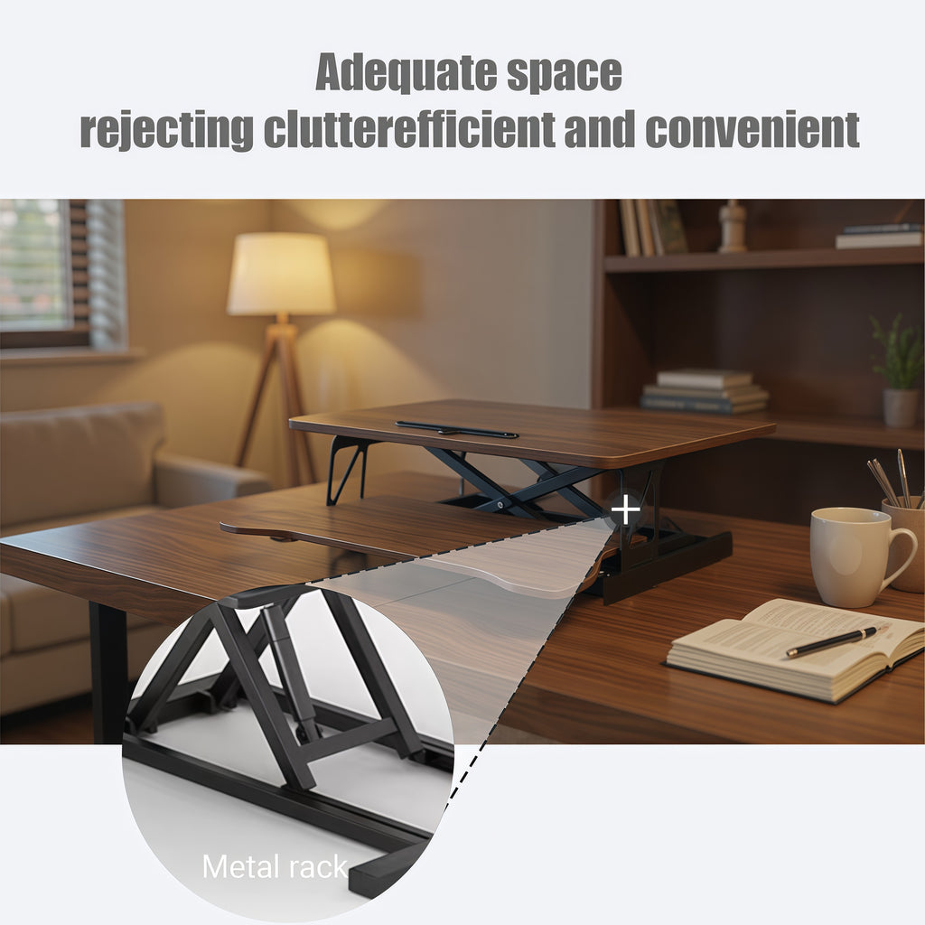 PostureLab™ Elevate32 Sit‑to‑Stand Desk Converter — Dual‑Monitor Riser with Wide Keyboard Tray