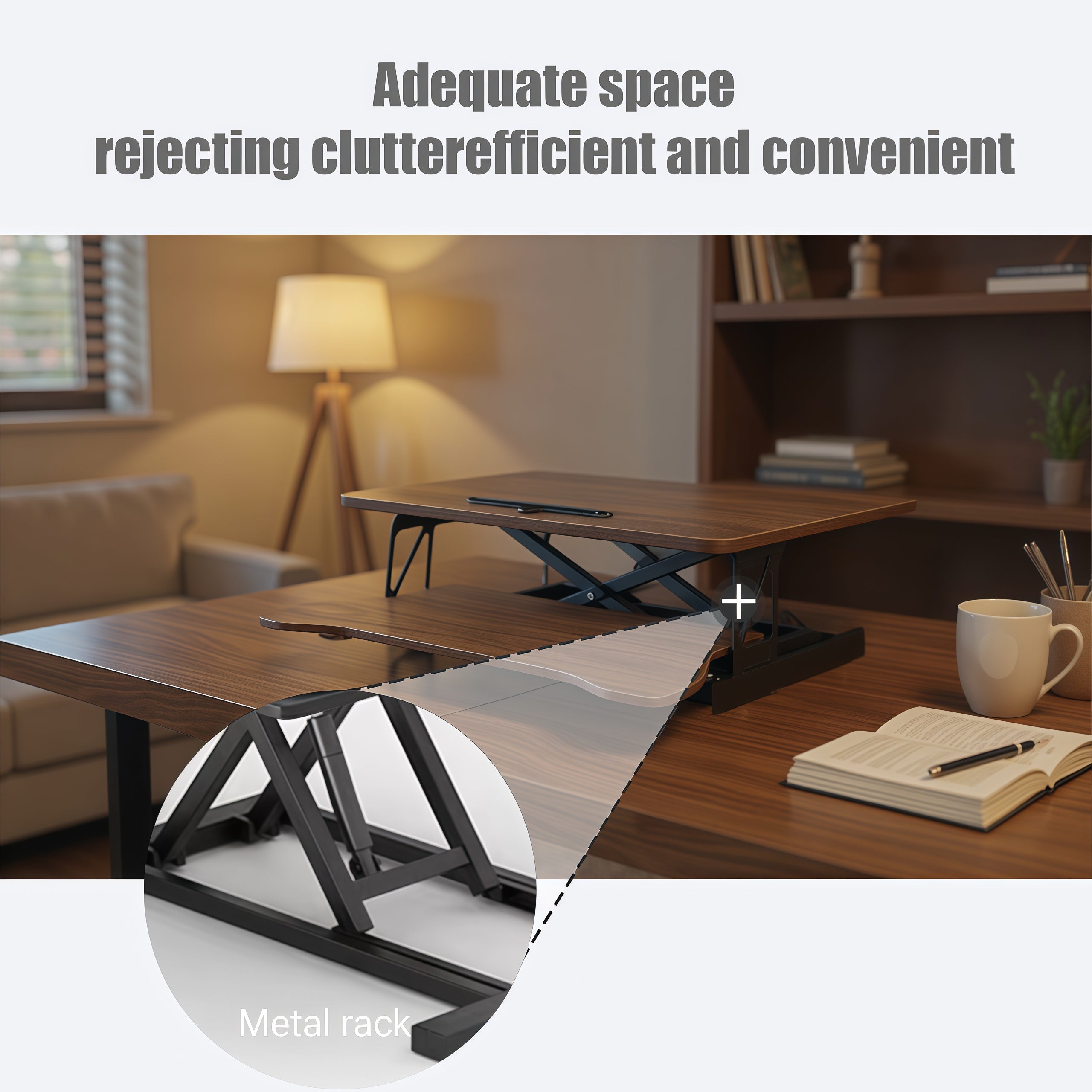 PostureLab™ Elevate32 Sit‑to‑Stand Desk Converter — Dual‑Monitor Riser with Wide Keyboard Tray